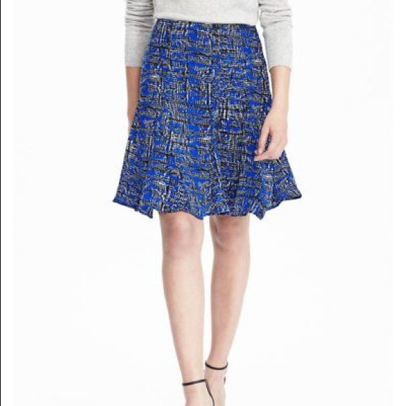 Banana Republic Blue and Black Trapeze Skirt - Picture 1 of 8
